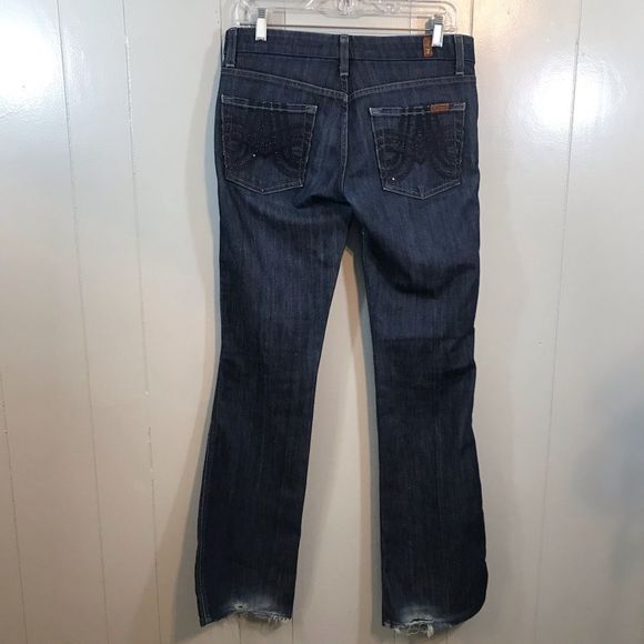 7 for all Mankind 'A' Pocket Blue Slight Stretch Bootcut Low Rise Jeans 6/28 - Picture 9 of 13